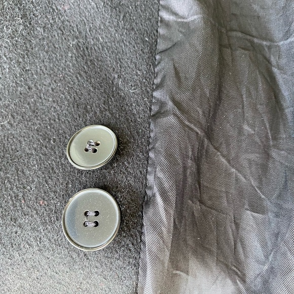 Black Double Breasted Larry Levine Wool Coat - Picture 6 of 6